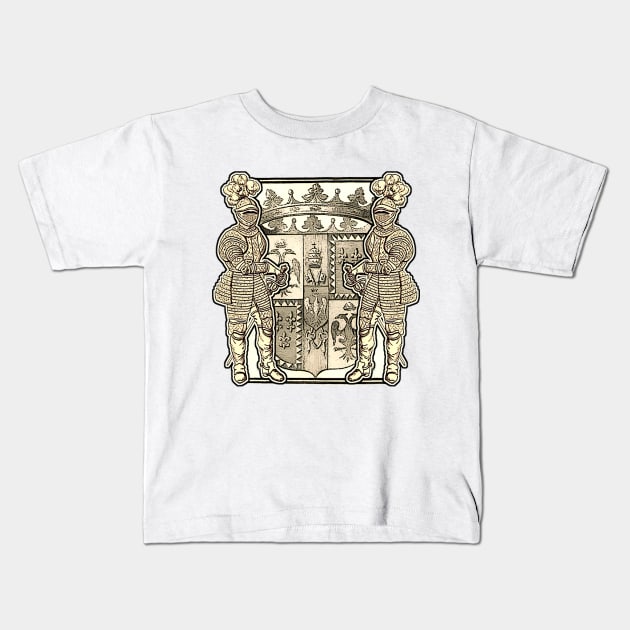 Coat of arms of brave knight wearing armor Kids T-Shirt by Marccelus